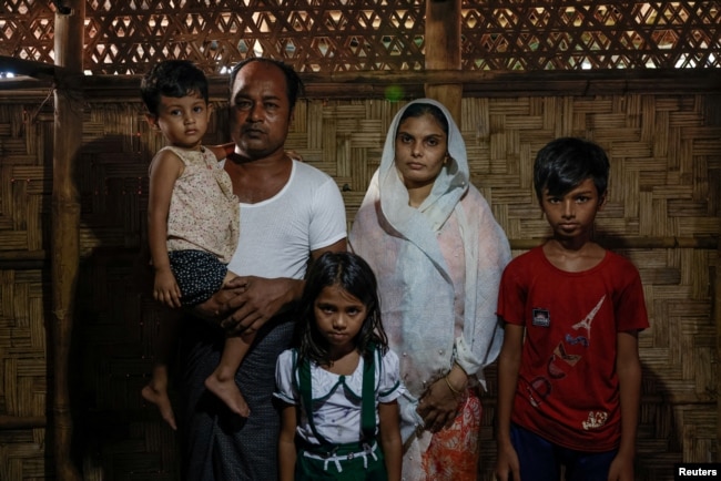 Shariat Ullah, a newly arrived Rohingya refugee, and members of his family at a camp in Cox's Bazar, Bangladesh, September 27, 2024. (REUTERS)