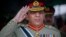 Pakistani Army Chief General Ashfaq Kayani salutes while reviewing the passing out parade of newly recruited soldiers in Quetta, Oct. 11, 2011.