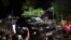 View of a federal police vehicle damaged after Brazilian politician Roberto Jefferson fired at police while resisting arrest ordered by the country's Supreme Court, in Comendador Levy Gasparian