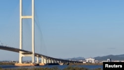 지난 5일 중국 단둥 쪽에서 바라본 신압록강대교