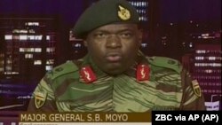 Retired General Sibusiso Moyo is the current Minister of Foreign Affairs. (ZBC via AP)