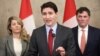 Perdana Menteri Kanada Justin Trudeau berbicara dalam konferensi pers di Parliament Hill, Ottawa, pada 1 Februari 2025. (Foto: AFP)