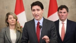 Perdana Menteri Kanada Justin Trudeau berbicara dalam konferensi pers di Parliament Hill, Ottawa, pada 1 Februari 2025. (Foto: AFP)