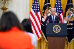 President Joe Biden speaks during a news conference in the East Room of the White House, March 25, 2021, in Washington.