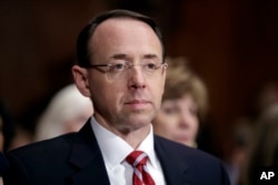 Then-Deputy Attorney General-designate Rod Rosenstein, listens on Capitol Hill in Washington, during his confirmation hearing before the Senate Judiciary Committee, March 7, 2017. T