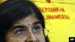 Ambiga Sreenevasan, the head of Malaysia's BERSIH, The Coalition for Clean and Fair Elections, speaks during a news conference in Kuala Lumpur, July 6, 2011