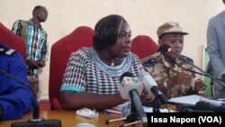 La procureur du Burkina Faso, Maïza Sérémé, donne une conférence de presse à Ouagadougou, le 14 août 2017.