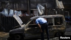 Le site de l'usine détruite par un tir palestinien à Sderot,en Israël