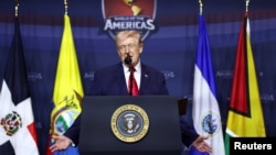 唐纳德·特朗普总统在佛罗里达州迈阿密举行的“美洲之盾”峰会上发表讲话。(2026年3月7日)
