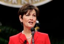 FILE - Iowa Lt. Gov. Kim Reynolds speaks in Des Moines, Jan. 16, 2015.