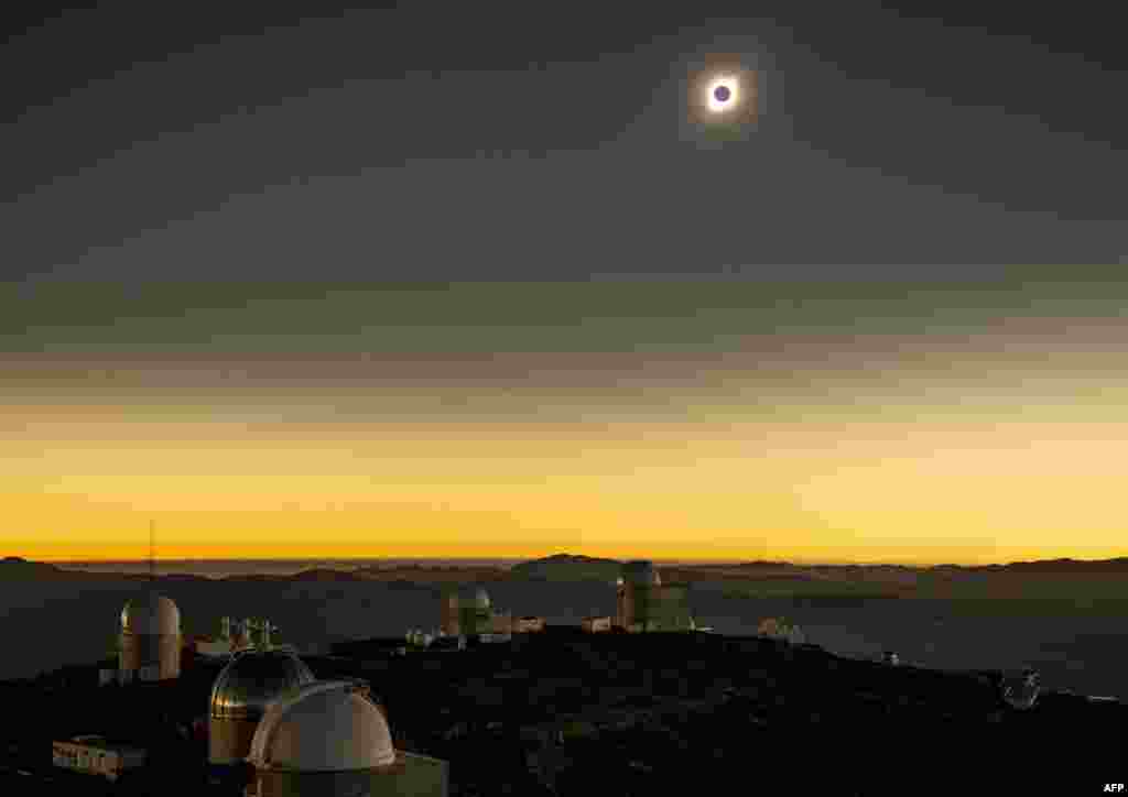 Solar eclipse is seen from the La Silla European Southern Observatory (ESO) in La Higuera, Coquimbo Region, Chile, July 02, 2019. Tens of thousands of tourists viewed a rare total solar eclipse that turned day into night along a large swath of Latin America&#39;s southern cone, including much of Chile and Argentina.
