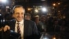 Leader of the New Democracy conservative party Antonis Samaras leaves an elections kiosk after speaking to his supporters at Syntagma square in Athens, Sunday, June 17, 2012.