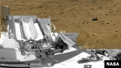 美國太空總署好奇號從火星拍攝的圖片。(美國太空總署資料照片)