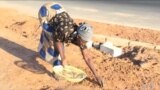Mulheres do Chimoio lutam pela sobrevivência vendendo brita à beira da estrada