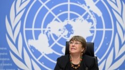 UN High Commissioner for Human Rights Michelle Bachelet looks on prior to a press conference on December 9, 2020 in Geneva. -