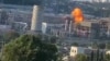 A view of an explosion caused by a Ukrainian drone attack on Rosneft's Tuapse oil refinery, amid Russia's attack on Ukraine, in Tuapse, Krasnodar region, Russia July 22, 2024 in this screen grab obtained from social media video.