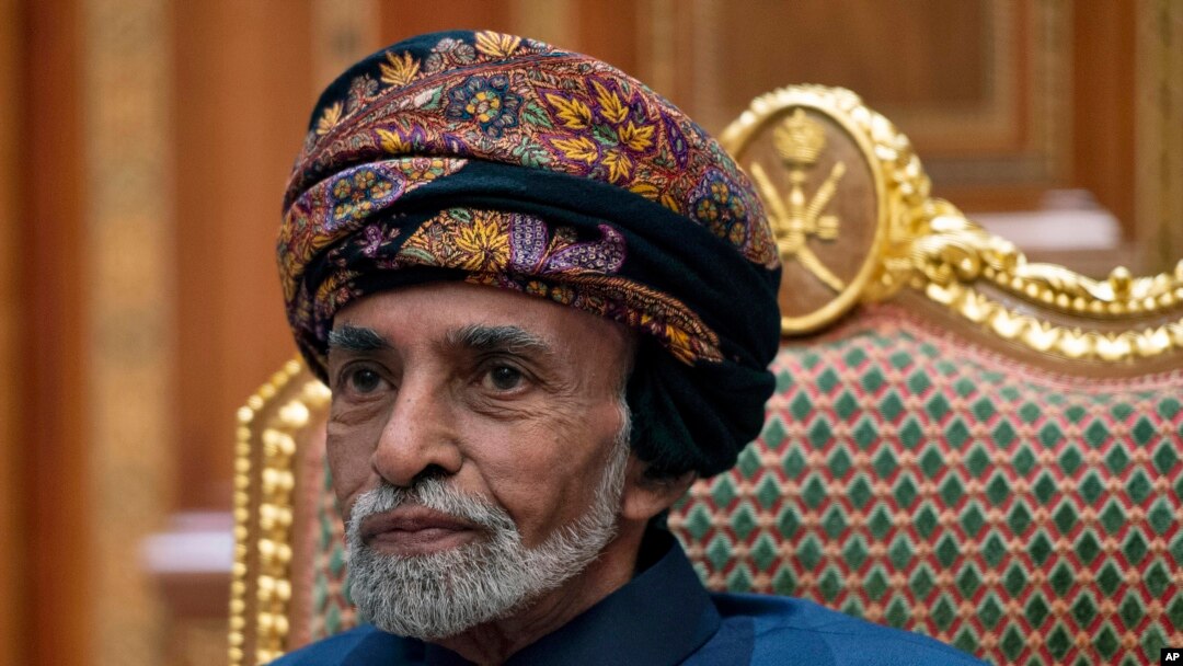 Sultan of Oman Qaboos bin Said al-Said sits during a meeting with Secretary of State Mike Pompeo at the Beit Al Baraka Royal Palace in Muscat, Oman, Jan. 14, 2019.