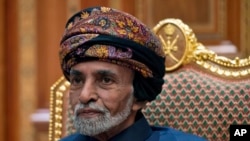 Sultan of Oman Qaboos bin Said al-Said sits during a meeting with Secretary of State Mike Pompeo at the Beit Al Baraka Royal Palace in Muscat, Oman, Jan. 14, 2019.