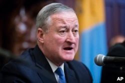 Philadelphia Mayor Mayor Jim Kenney speaks during a news conference at City Hall in Philadelphia, May 2, 2017.