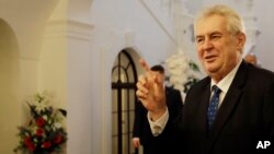 FILE - Czech Republic President Milos Zeman arrives for a parliamentary session in Prague, Feb. 21, 2017.