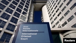 L'entrée de la Court pénale internationale à La Haye aux Pays-Bas.