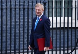 Britain's Secretary of State for Digital, Culture, Media and Sport Oliver Dowden outside Downing Street in London, Britain, Nov. 4, 2020.
