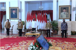 Presiden Jokowi dalam acara Musrembangnas Tahun 2021 di Istana Negara , Jakarta, Selasa (4/5) mengatakan Green dan Blue Economy bisa menjadi kekuatan ekonomi Indonesia di masa depan (Foto: Courtesy/Biro Setpres)