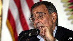 US Defense Secretary Leon Panetta talks to media during a meeting in Nusa Dua, Bali, Indonesia, October 23, 2011.