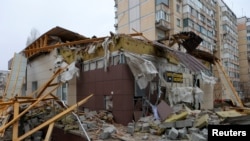 俄罗斯别尔哥罗德地区一栋被摧毁的房屋。（2024年3月17日）