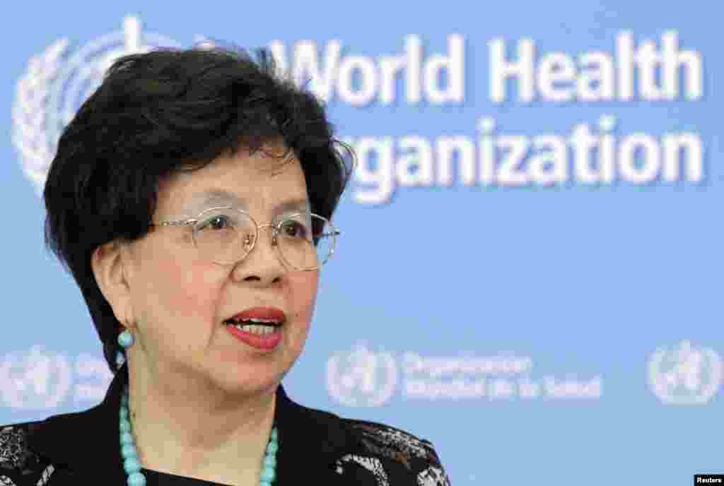 World Health Organization (WHO) Director-General Margaret Chan addresses the media on support to Ebola-affected countries, at WHO headquarters in Geneva, Sept. 12, 2014.