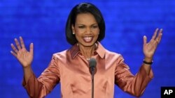 Mantan Menlu AS Condoleezza Rice mengatakan Amerika “sedang meninggalkan gelanggang perdagangan bebas” dalam era kepemimpinan Obama (29/8).