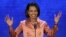 Former Secretary of State Condoleezza Rice reacts to delegates during address at Republican National Convention, Aug. 29, 2012