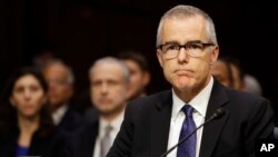 FILE - Acting FBI Director Andrew McCabe listens while testifying before a Senate Intelligence Committee on Capitol Hill in Washington, May 11, 2017.