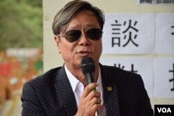 本土派的普羅政治學苑召集人黃毓民表示，今年六四將會舉辦18區悼念活動。（美國之音湯惠芸攝）