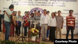 Im Chaem (fourth person from right) and her son Im Loeung (fifth person from right in white shirt) joins the Christian seminar in Battambang province in January 2018. Photo by Pastor Touch Chanthou. (Courtesy photo)