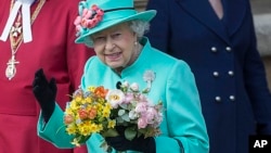 Queen Elizabeth II at an Easter Service at Windsor Castle, April 16, 2017. The queen turns 91, April 21, 2017.