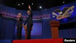 Debat pertama Presiden Obama dan Mitt Romney di Denver (3/10). 