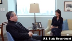 Archbishop Auza and Nikki Haley discuss human rights, Venezuela.