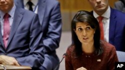 La embajadora de los Estados Unidos, Nikki Haley, dijo a periodistas que todas las opciones están en la mesa con respecto a Venezuela.