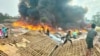 A fire breaks out in the Kutupalong Rohingya refugee camp in Cox’s Bazar, Bangladesh, Dec. 24, 2024. (Md. Jamal for VOA)