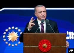 Turkish President Recep Tayyip Erdogan speaks in Ankara, Turkey, March 2, 2021.