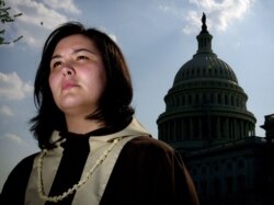 FILE - Tara Sweeney, an Inupiat Eskimo from Anchorage, Alaska, is pictured April 17, 2002, in Washington, where she was then lobbying Congress in support of oil drilling in an Arctic refuge.