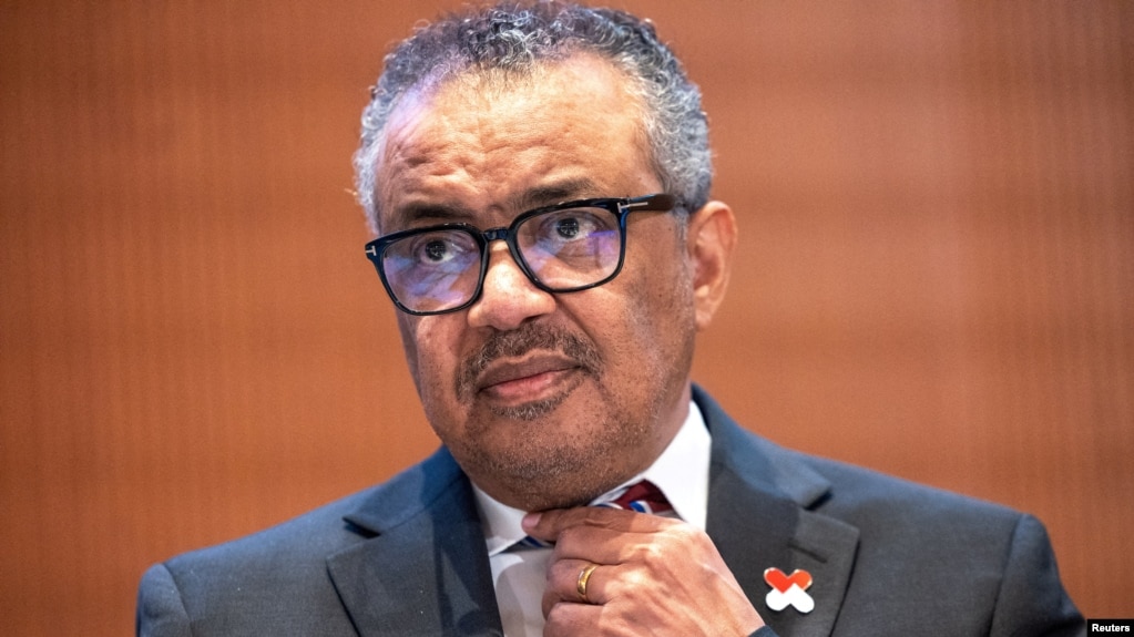 FILE - Director-General of the World Health Organisation (WHO) Dr. Tedros Adhanom Ghebreyesus attends the World Health Assembly at the United Nations in Geneva, Switzerland, May 27, 2024. REUTERS/Denis Balibouse