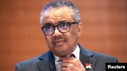 FILE - Director-General of the World Health Organisation (WHO) Dr. Tedros Adhanom Ghebreyesus attends the World Health Assembly at the United Nations in Geneva, Switzerland, May 27, 2024. REUTERS/Denis Balibouse