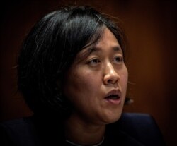 Katherine Tai, representante comercial de Estados Unidos, durante una audiencia en el Senado, en Washington DC, el 28 de abril de 2021.