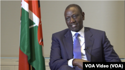 On the sidelines of the United Nations General Assembly, Kenyan President William Ruto sits for a one-on-one interview with VOA’s Peter Clottey, Sept. 26, 2024. 