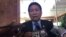 Senate spokesman Morm Bun Neang speaks to reporters after a close-door meeting to strip Senator Thak Lani off her immunity September 1st, 2016. (Kann Vicheika/VOA Khmer)