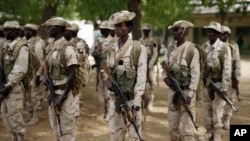 Chadian troops participate in the closing ceremony of operation Flintlock exercises in an army base in N'djamena, Chad, March 9, 2015. 