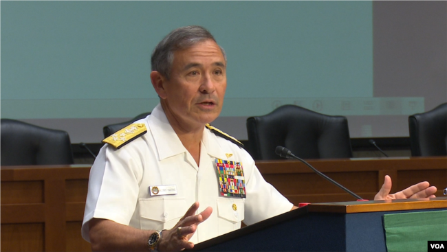 哈里斯上将2016年5月17日在华盛顿发表讲话 (美国之音黎堡拍摄）