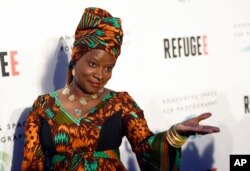 FILE - Singer and UNICEF Goodwill Ambassador Angelique Kidjo attends an event in Los Angeles, April 21, 2016.
